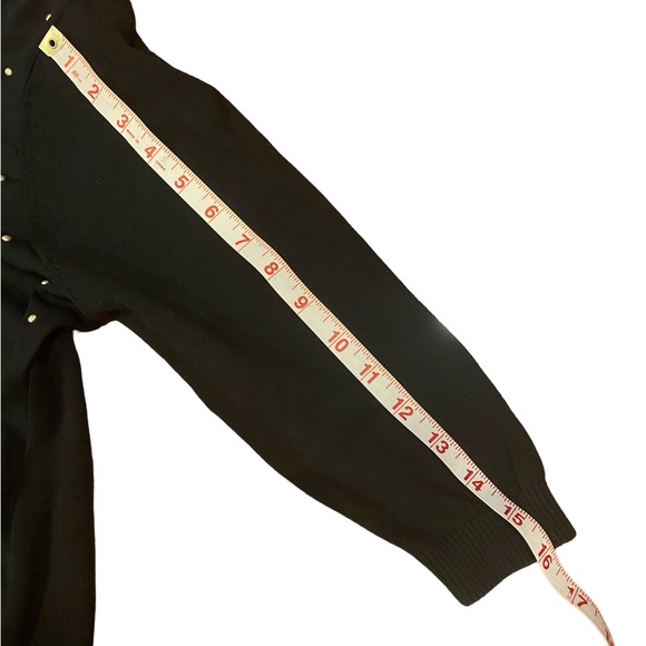 Express Black Top Size S/P Gold Studded Scoop Neck 3/4 Length Sleeves Pullover - Picture 11 of 11